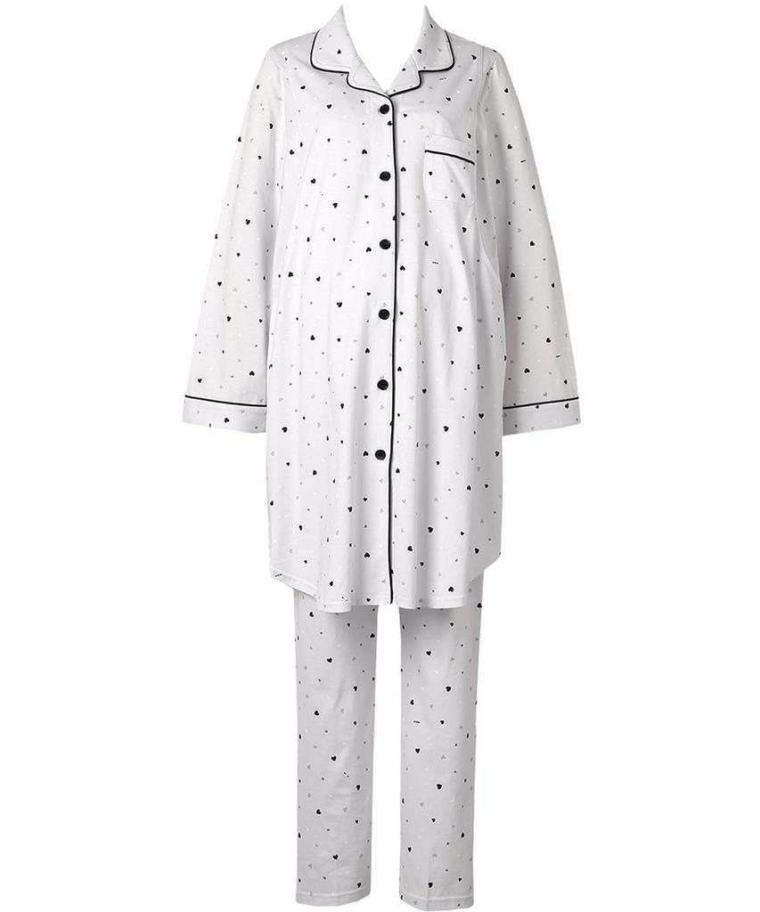 Wacoal MATERNITY Pajama and Postpartum Maternity Front Easy MFY116 Maternity Sizes Set, Pre- Pajamas, 100% Cotton, Opening, Breastfeeding, LG, M-L