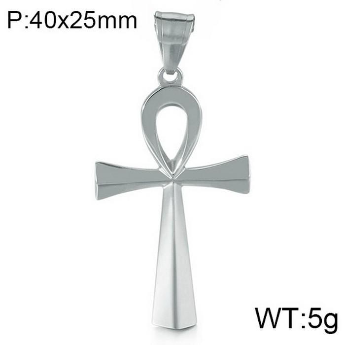 European & American Polished Stainless Steel Ancient Egyptian Cross Amulet Pendant Necklace