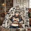 Black Clover Printed Flannel Blanket Warm Comfortable, For Bedrooms, Sofas, Travel -HE1