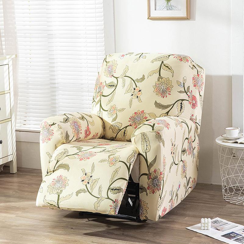 4pc/set Milk Silk Stretch Recliner Sofa Covers Printed Elastic Armchair Chair Slipcovers for Living Room Furniture Protector