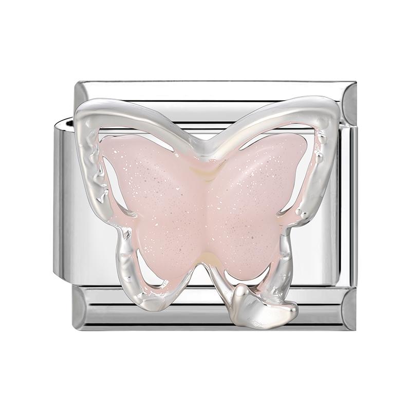 New Shiny Zircon Heart Butterfly Flower Star Bow Italian Charm Links Fit 9MM Stainless Steel Bracelet Girls' DIY Making Gift