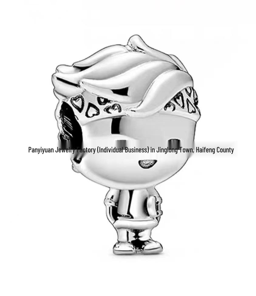 Panjia White Copper Cartoon Owl Pendant for DIY Bracelets - Trendy Beaded Character Ornament