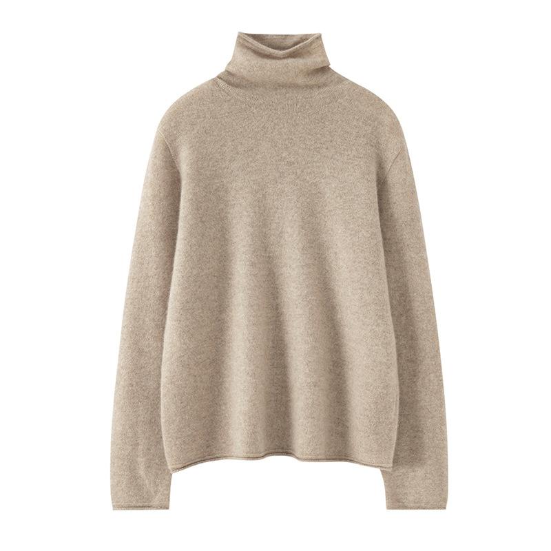 

Свитер из 100% чистого кашемира с высоким воротником для женщин на осень и зиму, свободный пуловер, цельный свитер без швов L