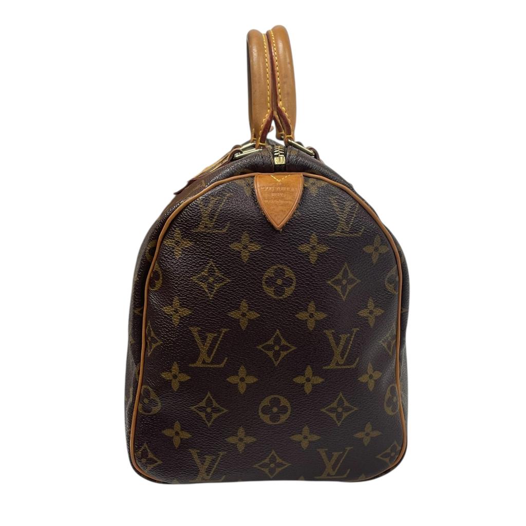 Used Louis Vuitton Monogram Speedy 30 M41526 Boston Bag Brown Authentic 1217