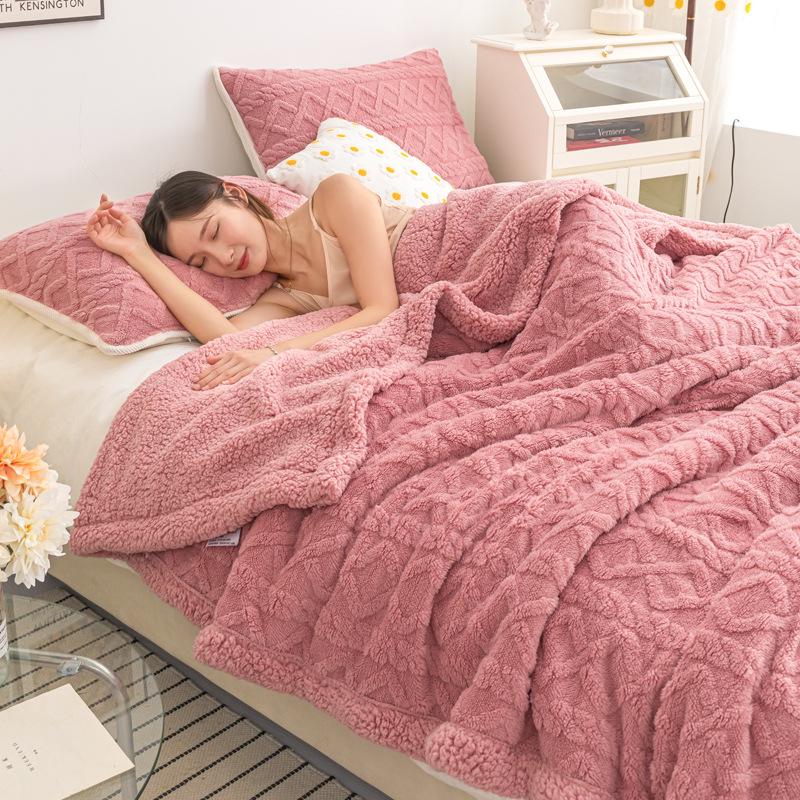 Lambswool & Taffeta Plush Multicolor Blanket - Ideal for Office, Autumn, Winter & All Seasons