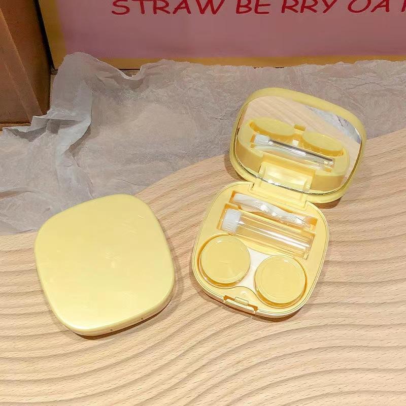 Cute Contact Lens Case Travel Kit, Contact Case with Mirror Tweezers Remover Tool Solution Bottle for Outdoor Office Daily Use