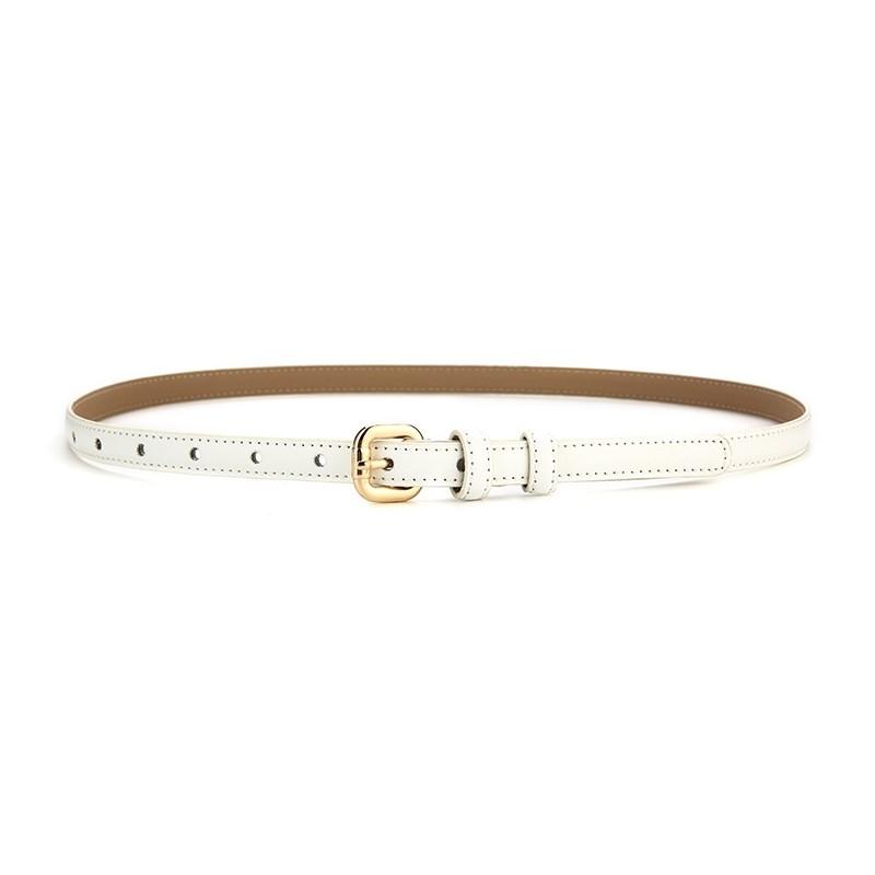 Womens Genuine Leather Slim Waist Belt For Dresses And Shirts With Metal Buckle For Casual Or Office Wear