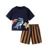 Summer Two-Piece Set for Boys Short-Sleeved Suit with Cartoon Animal Print round Neck Children's Top Baby T-shirt