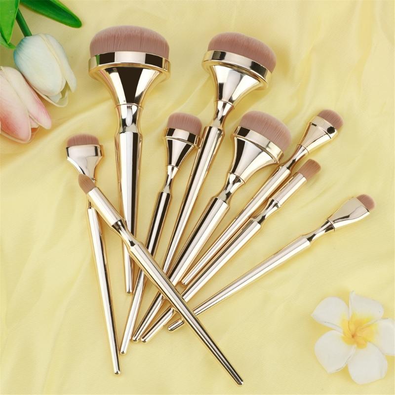 Luxurious 9pcs Face Makeup Brush Set Professional Cosmetic Tools Travel Makeup Brushes For Elegant Beauty Application