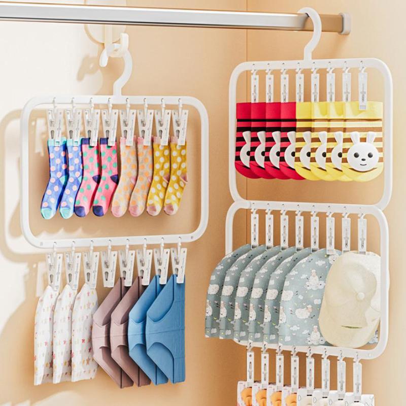 Multi-Clip Sock Drying Rack Multi-Functional Removable Space-Saving Socks Underwear Baby Saliva Towel Household Storage Rack