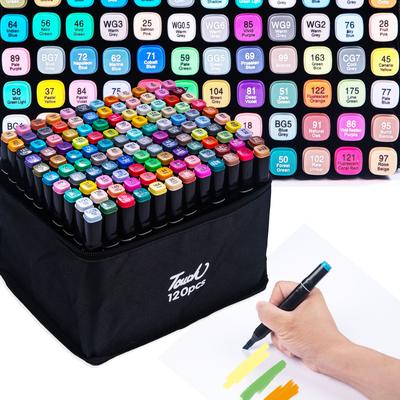 120/24 Colors Dual Tip Marker Pen Set Alcohol Drawing Markers for Draw Sketching Graffiti Manga Oily Tip Based Permanent Markers