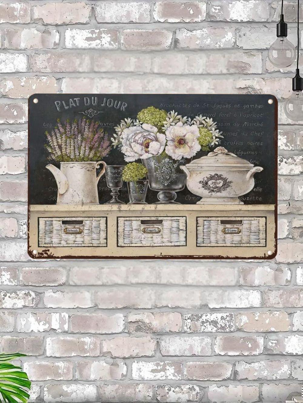 

Металлическая табличка «Сланцевая доска и натюрморт с лавандой», 20x30см, декор для кухни в стиле Прованс, подарок 30