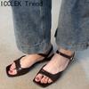 Women's Summer Square Toe Gladiator Sandals Concise Comfort Low Heel Footwear for Ladies