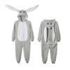 Autumn And Winter Parent-Child Clothing Men And Women Children Cartoon Animal One-Piece Pajamas Rose Red Rabbit Flannel Loungewear Performance Clothes