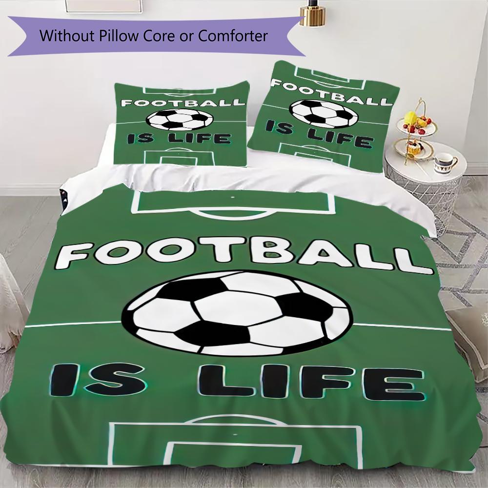 

1PC Soccer Football Theme Bedding Quilt Set Quilt Cover Pillowcase Home Decoration Birthday Gift (1 * duvet cover + 3 * pillowcase, without core)A2 135x200cm