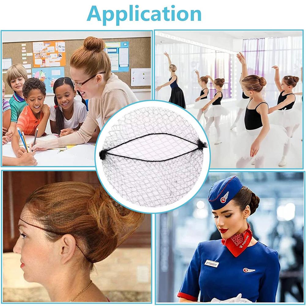 100pcs Black Invisible Hair Nets for Restaurant Workers, Dancers, and Wig Wear
