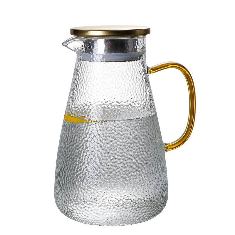Boyiduo Heat-Resistant Glass Water Pitcher with Gold Lid
