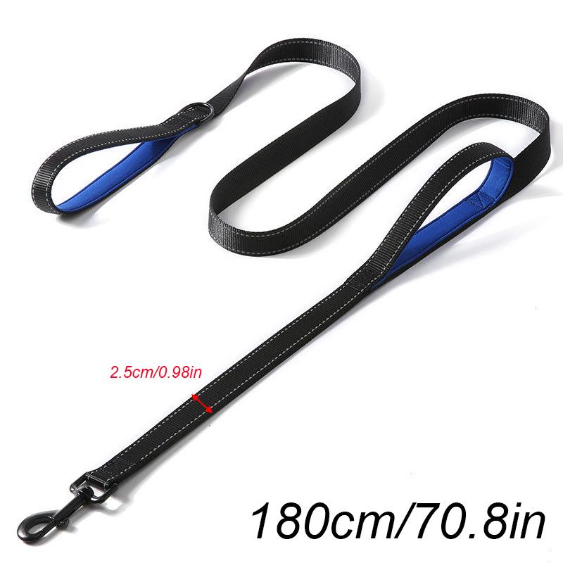 1.8m Two Handle Heavy Duty Nylon Dog Leash For Training Control Guard Rope Walking Cat Dog Harness Lead Reflective Night Safety