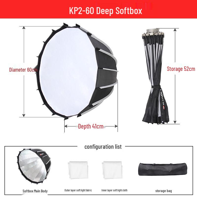 Jiebao Deep Parabolic Softbox: 70/90/120cm for Photography & Video