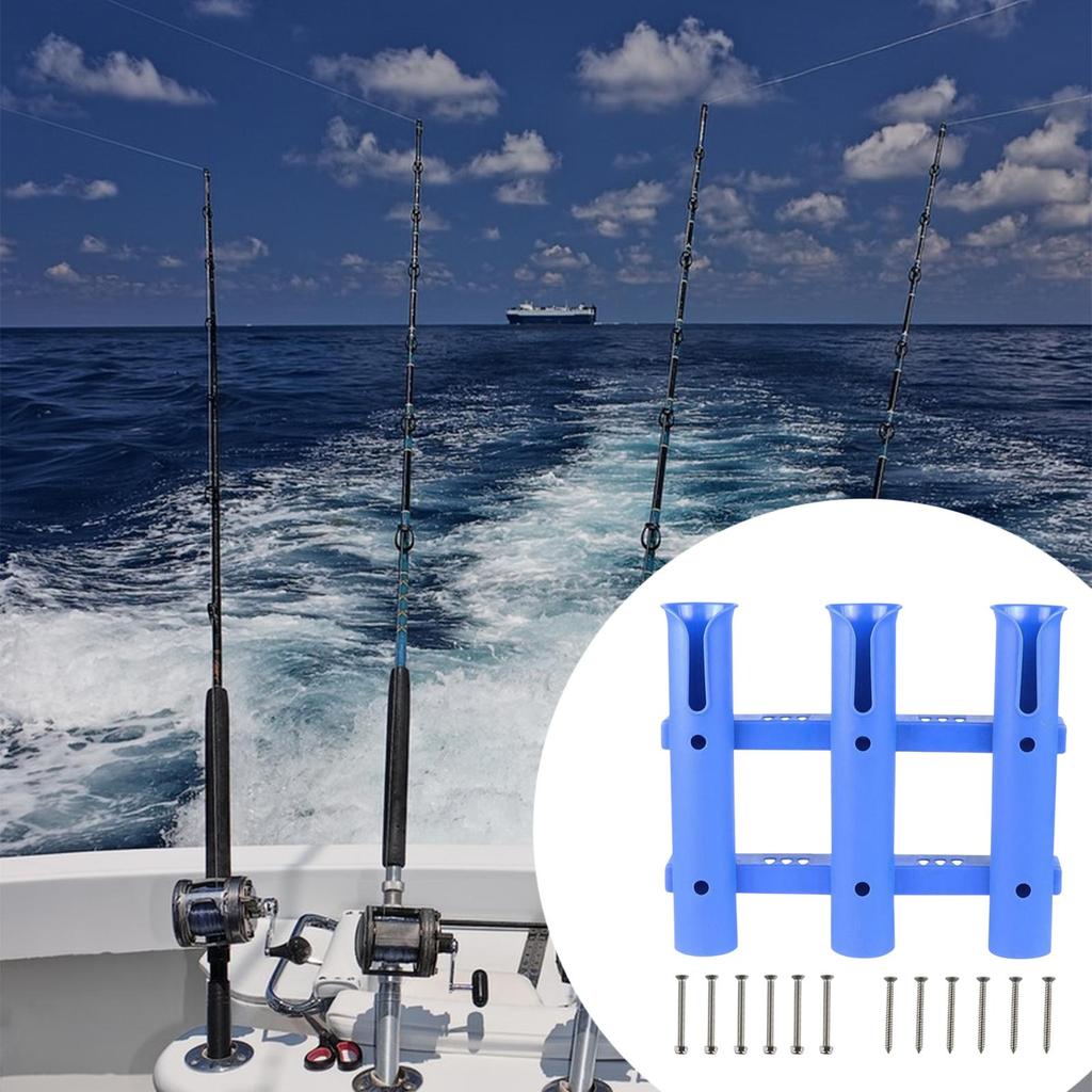 3 Tube Links Fishing Rod Holder Support Gift for Husband Equipment 3 Hole Fishing Rod Rack for Yacht Truck Garage Marine Boats