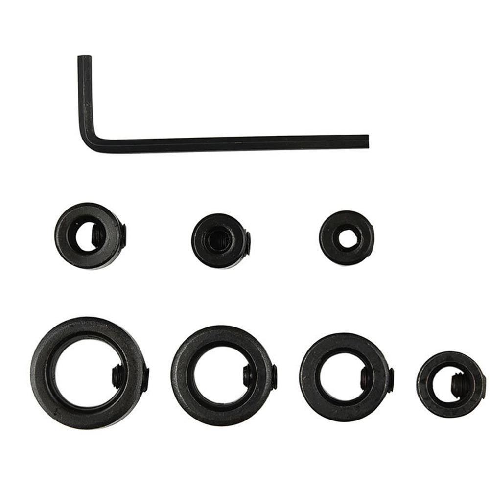 Drill Chuck 7Pcs Depth Stop Collar Ring Hex Wrench