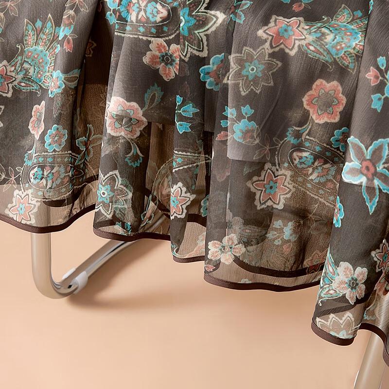 Women's Floral Mesh A-Line Midi Skirt