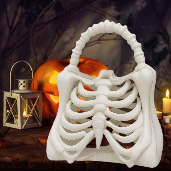 3D Printed Skeleton Bone Bag Halloween Gothic Skeleton Purse Spooky Ribcage Handbag Anatomical Dark Aesthetic Accessory