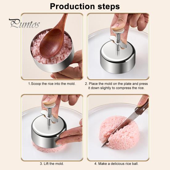Non-stick Rice Mold Stainless Steel Onigiri Sushi Ball Maker Round Star Flower Shape Bento Press Food-Safe Kitchen Tool for Cakes Patties Salads