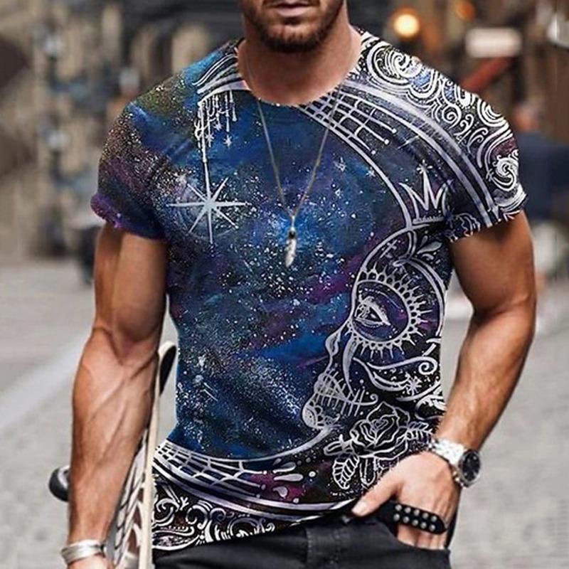 Fashionable men's personalized 3D printed T-shirt Harajuku street style summer round neck short sleeved quick drying loose top