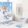 Christmas Toilet Four-Piece Floor Mat Bathroom Non-Slip Door Mat Shower Room Absorbent Carpet