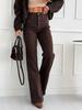 Jeans Donna Skinny Trendy Marrone Scuro – Alta Elasticità, Stile Europeo/Americano, Pantaloni in Denim Casual Micro-Svasati per il 2026.
