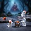 Halloween Scary Ghost Ornament Mini Resin Bone Skull Coffin Chair Statue for Holiday Party Tabletop Decor