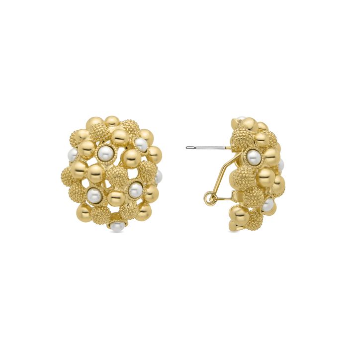 Boucles D'oreilles Luxenter Femme En Alliage Métallique Avec Perle Blanche Avec Finition En or Jaune 18 Carats - Modèle Xiglor