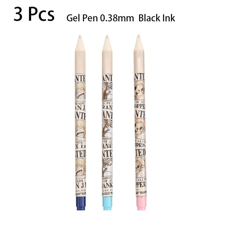 

3Pcs One Piece Anime Gel Pen 0.38MM Black Ink High Quality Signature Pen Office Supplies Study Stationery School Supplies black