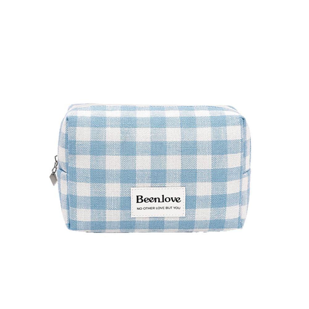 Lattice Plaid Cosmetic Bag Large Capacity Travel Wash Bag Portable Toiletries Bag  Home