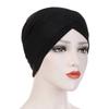 1Pc Hijab Breathable Solid Color Female Head Wrap Cross Forehead Polyester Headwrap Women's Turban