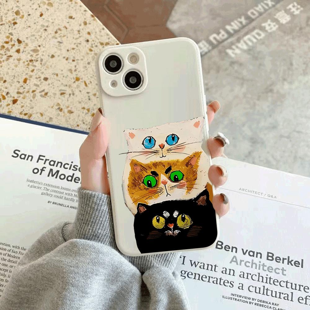 Drei Katzen Silikon Handyhülle für iPhone 14 15 16 Plus für iPhone 13 14 15 12 11 16 Pro Max 12 Mini XS Max TPU Schutzhülle