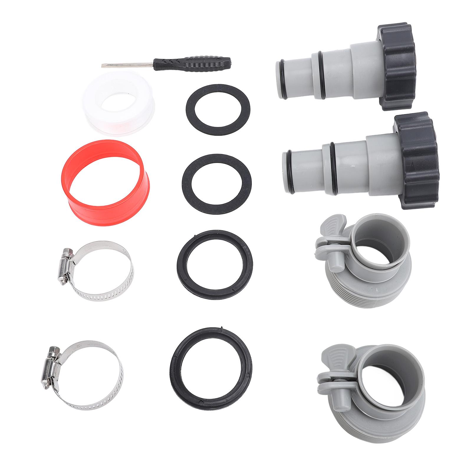 

2 Sets Pool Hose Adapter Threaded Connection Fittings Clamps Gaskets Replacement Parts Kit for Fit ARU Swimming Pool