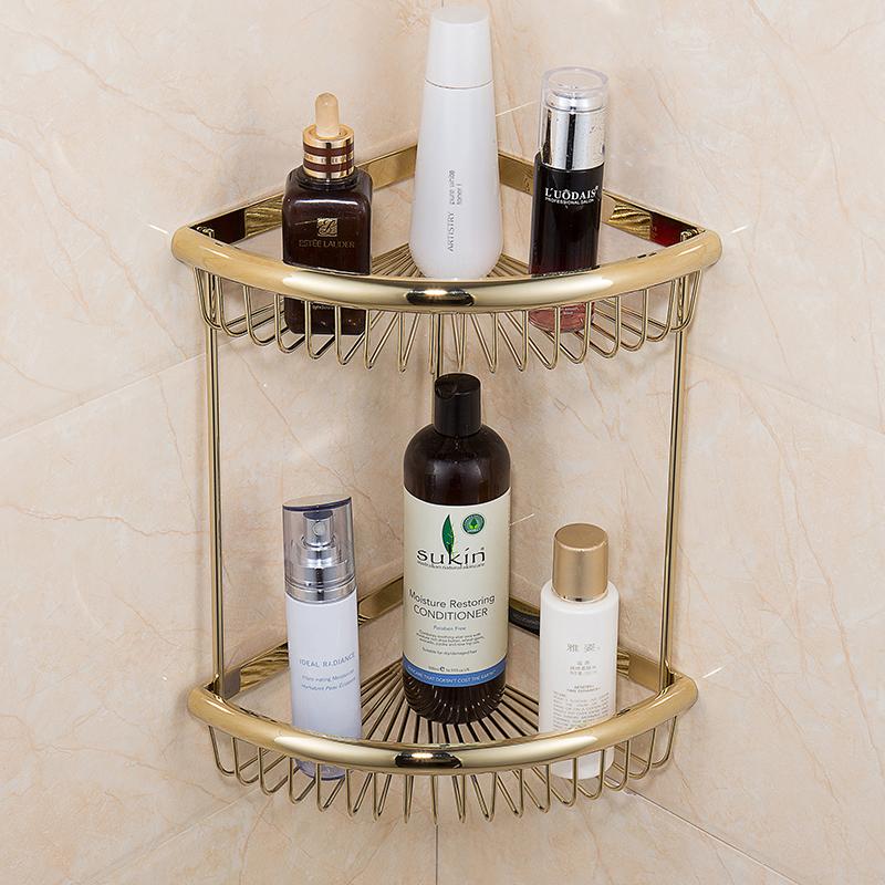 Bathroom Towel Shelf Gold Finished Bath Toilet Paper Holder Robe Hook Towel Rack Holder Tumble Holder Soap Basket ELG85400