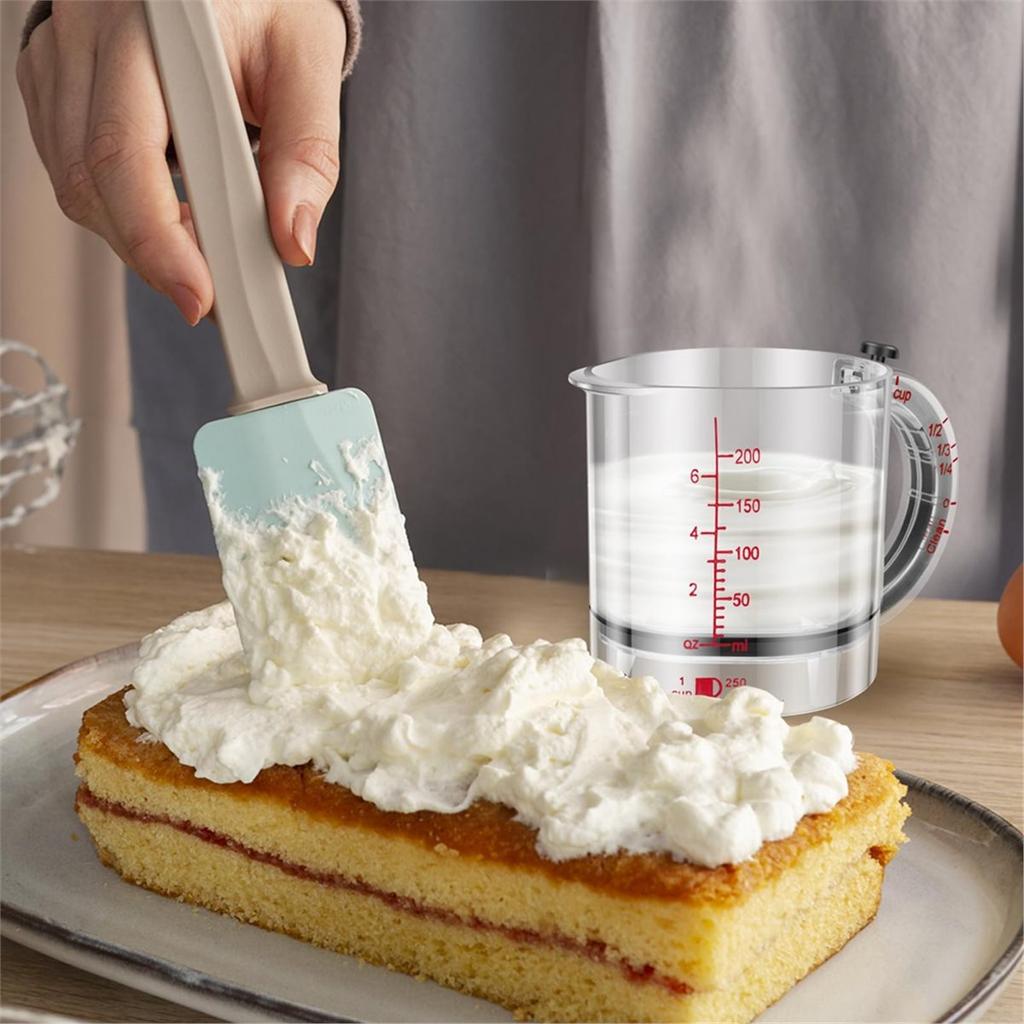Adjustable Measuring Cup, Adjustable Measuring Cups with Handle, Multi-Functional Push Cup with Scraper-Style Seal Base