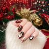 Santa Claus Elk Snowman Cartoon Print Fake Nails for Christmas Party 24pcs Wearable Press On Nail Patch Artificial Wear Nails