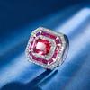 Autumn And Winter Jewelry Copper Bottom Gold-Plated Simulation Red Corundum Blue Spinel Square Ring Female 8 * 10