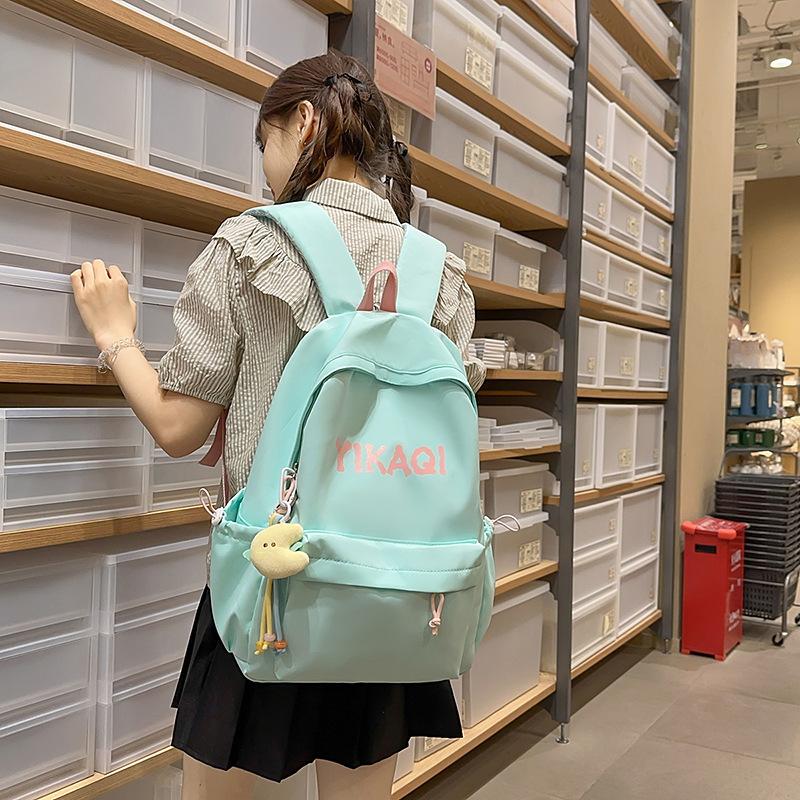 Winter New High-Value Solid Color Lightweight Student Backpack for Girls, Elementary and Middle School Students, Letter Backpack