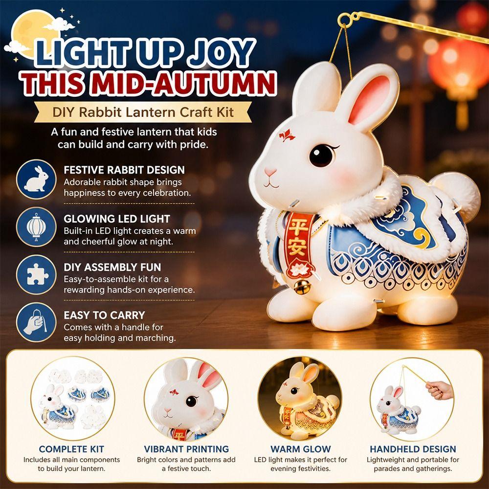 PVC Handheld Lantern Handheld Glowing Lantern Mid-Autumn Festival Rabbit Lantern Children's Craft