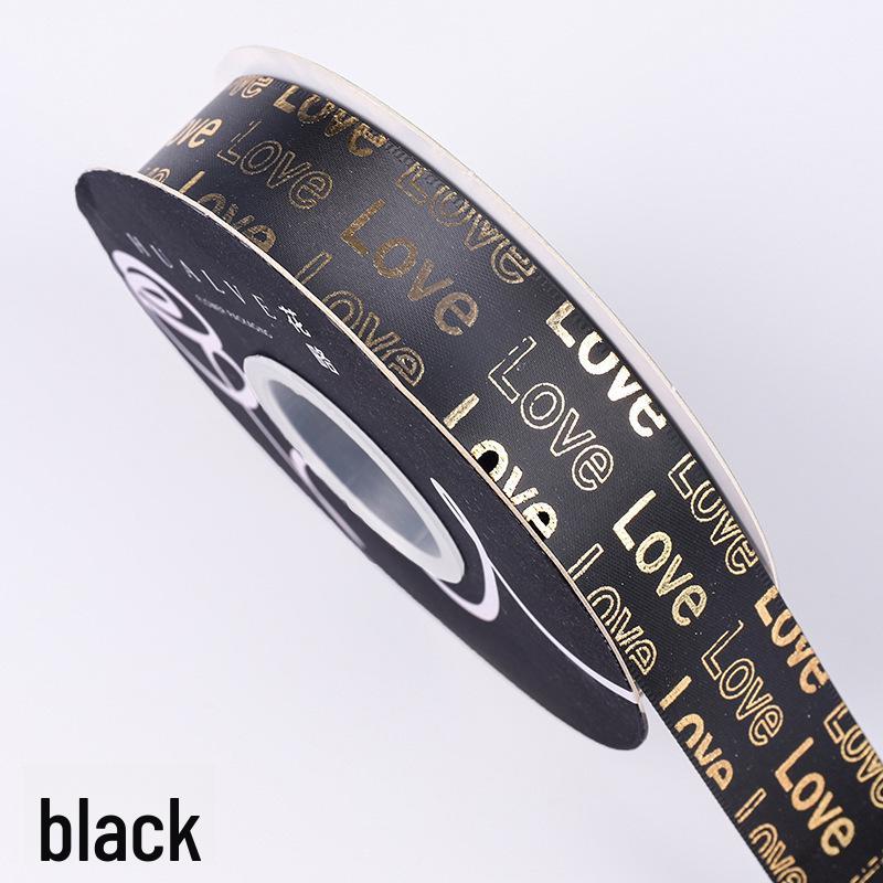 Gold-stamped Polyester Gift Ribbon Bow for Cakes & Floral Packaging