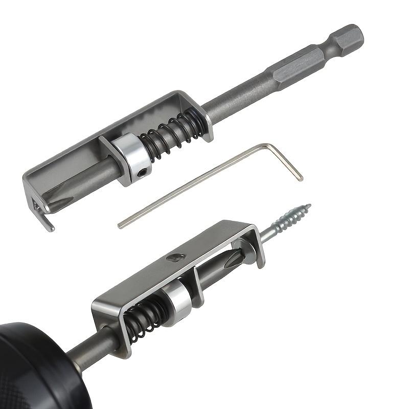 Spring-Loaded Screw Holder Bit, Anti-Drop Clamp, One-Hand Operation, Secure Locking Mechanism.