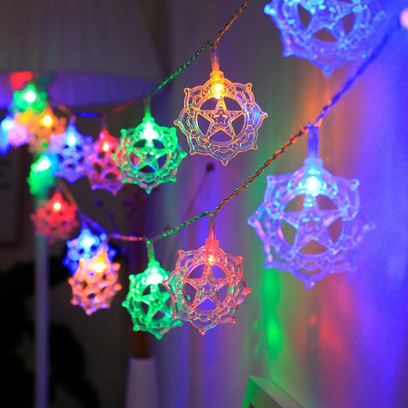 LED String Lights Ramadan Eid Decorations Star Moon Castle Theme Indoor Outdoor Festival Lighting