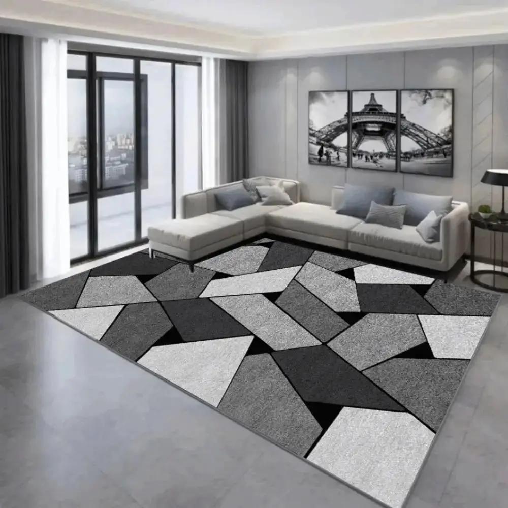 

Modern Geometric Abstract Rug – Crystal Pile Non-Slip Carpet | Washable Floor Mat for Living Room & Bedroom Decor 60*90cm