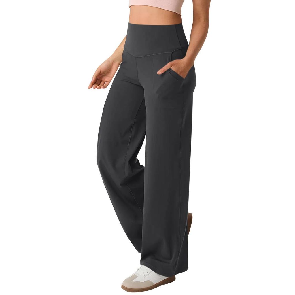 Moda feminina casual cor sólida estampa calças de cintura alta calças e capris