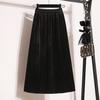 2PCS Skirt Suits Women Square Collar Velvet Blouse High-waist Skirt Two-piece Set Autumn